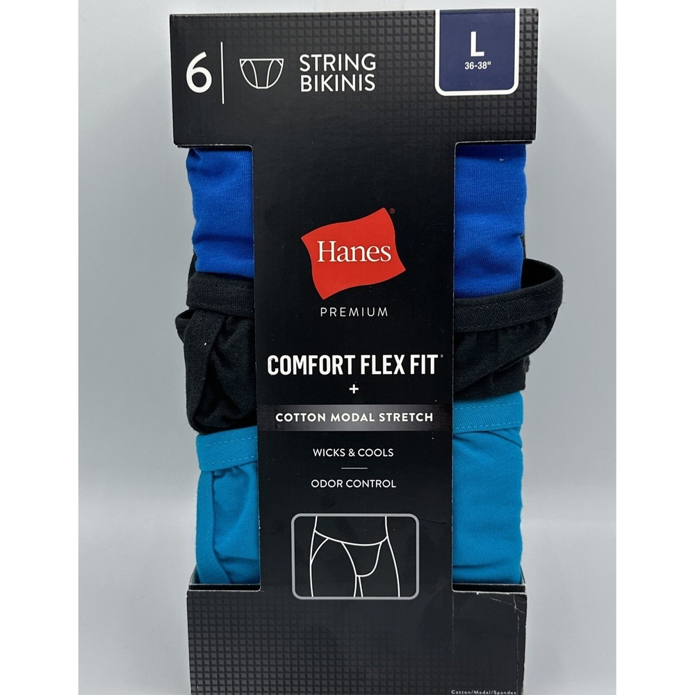 Hanes Comfort Flex Fit Men's String Bikini 6 Pack Large 9CFFS6 Discontinued New